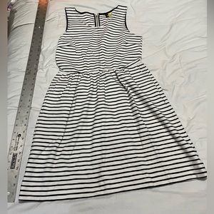 LOFT Black and White Patterned Jacquard Textured Dress - Size 6